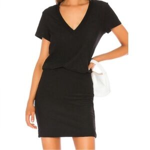 JAMES PERSE Dress T Shirt V Neck Blouson Carbon Black Size 0